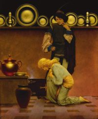 Parrish Maxfield Lady Violetta And The Knave Of Hearts Open The Oven Door To See If The Tarts Are Done 1924 canvas print