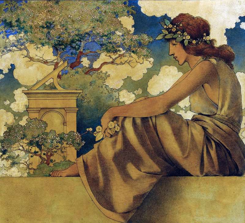 Parrish Maxfield Seated Woman 1899 canvas print