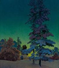 Parrish Maxfield Winter Night Landscape canvas print