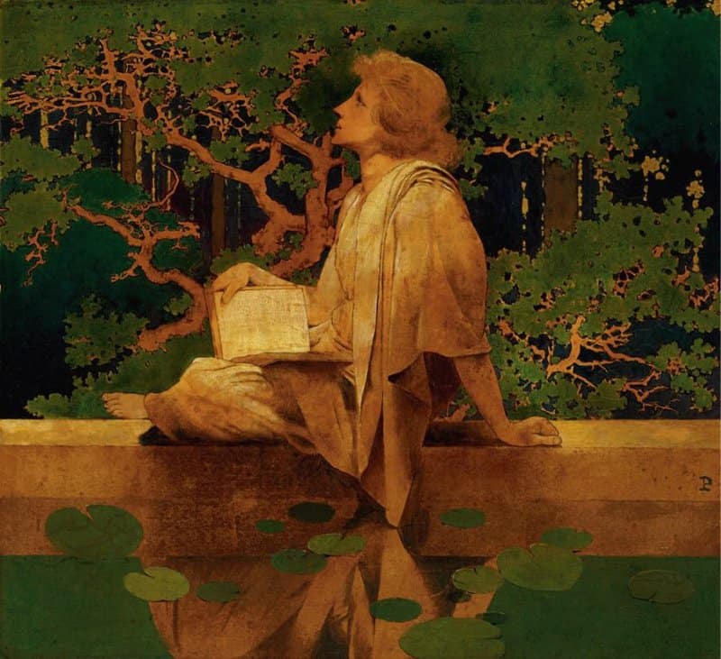 Parrish Maxfield Youth By Reflecting Pool 1899 canvas print