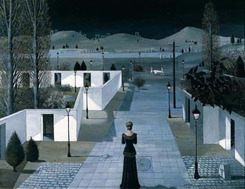 Paul Delvaux Landscape With Lanterns - 1958 canvas print