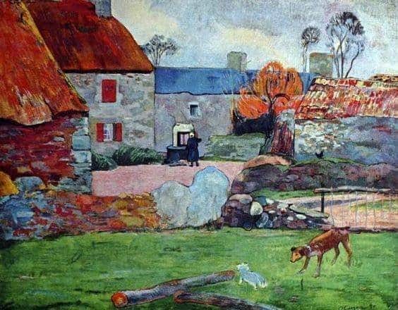 Paul Gauguin A Blue Roof Farm In Pouldu 1890 canvas print