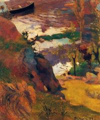 Paul Gauguin Pescador y bañistas en el Aven 1888