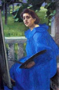 Pauli Georg Hanna Pauli in einem blauen Kleid