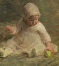 Paulsen Julius Ein kleines Mädchen spielt mit einem grünen Apfel 1919