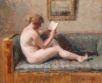 Paulsen Julius A Naked Reading Model On A Couch canvas print
