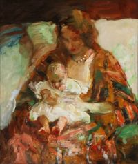 Paulsen Julius eine Frau mit einem kleinen Kind auf dem Schoß 1930
