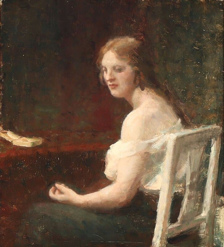 Paulsen Julius Interior With A Woman Seated At A Table canvas print