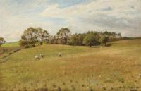 Paulsen Julius Landschaft mit grasenden Schafen 1900