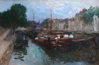 Pavil Elie Canal Saint Martin Paris Ca. 1900 canvas print