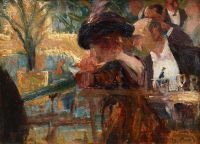 Pavil Elie Figures In A Cafe Ca. 1910