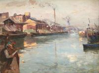 Pavil Elie Fishing On The Seine Paris Ca. 1900
