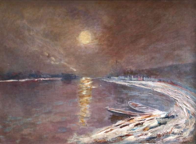 Pavil Elie Moonlight On The Seine Ca. 1910 canvas print