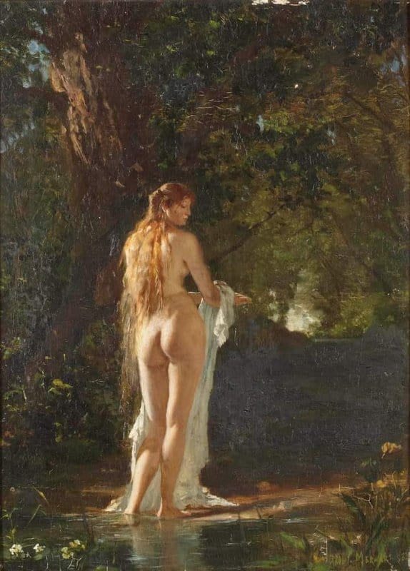 Tableaux sur toile, reproduction de Pawel Merwart The Swimmer In The Forest - 1883