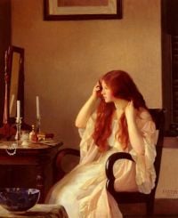 Paxton Elizabeth Okie Girl Combing Her Hair 1909 canvas print