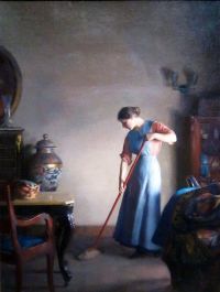 Paxton Elizabeth Okie Girl Sweeping 1912 canvas print