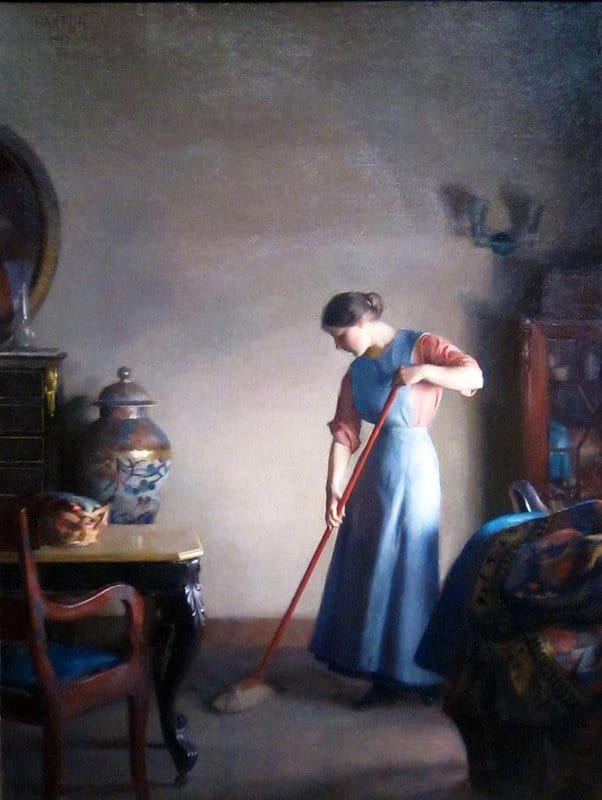Paxton Elizabeth Okie Girl Sweeping 1912 canvas print