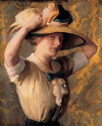 Paxton Elizabeth Okie The Shade Hat 1912 canvas print