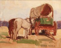 Payne Edgar Horses And Covered Wagon