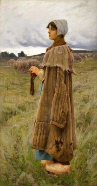 Pearce Charles Sprague Shepherdess In The Fields Ca. 1890 canvas print