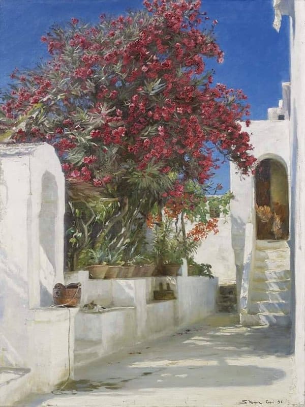 Tableaux sur toile, reproduction de Peder Severin Kr Yer Oleanders In Bloom Capri 1896