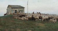 Pedersen Viggo A Flock Of Sheep And Their Shepheds At The Roman Campagna 1883
