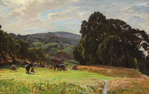 Pedersen Viggo Horses Grazing In A Field On A Summer Day 1916 canvas print