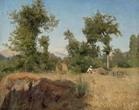 Pedersen Viggo Italienische Landschaft in der Nähe von Carnello 1883 Leinwanddruck