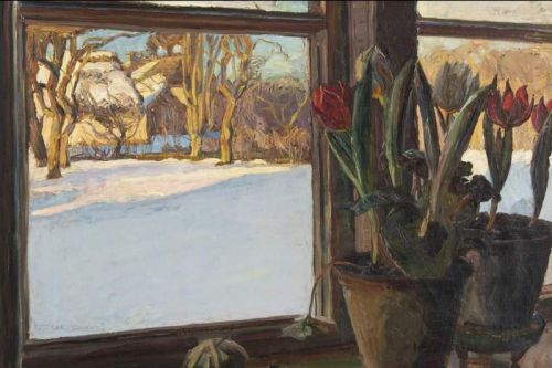 Pedersen Viggo Still Life With Tulips In A Window canvas print