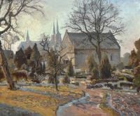 Pedersen Viggo View From Roskilde With St. Ib S Church And The Cathedral. Winter Morning canvas print
