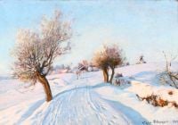 Pedersen Viggo Winter Landscape On The Outskirts Of A Village 1889