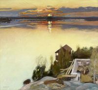Pekka Halonen. Atardecer en el lago Tuusula 1902
