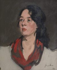 Peploe Samuel John The Red Scarf Portrait Of Jeannie Blyth Ca. 1902