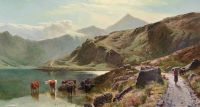 Percy Sidney Richard Cattle Watering Near Snowdonia 1873 canvas print