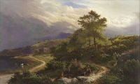 Percy Sidney Richard Figures Resting In A Mountain Landscape 1861 canvas print