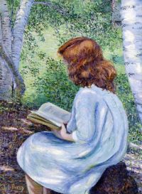 Perry Lilla Cabot Child With Red Hair Reading