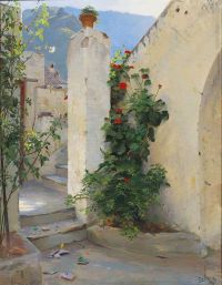 Peter Ilsted Pelargonie in voller Blüte - Capri - 1891