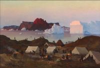 Petersen Emanuel A A Coast Settlement At Sunset Greenland canvas print