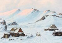 عائلة بيترسن إيمانويل إيه إيه وكلابهم المزلقة في قرية في جرينلاند