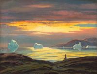 Petersen Emanuel A A Greenlandic Coast With A Woman Gazing At The Sunset canvas print