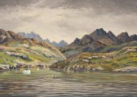 Petersen Emanuel A A Kayak Oarsman In A Bay By Angmagssalik East Greenland canvas print