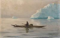 Petersen Emanuel A An Inuit Hunter In His Kayak canvas print