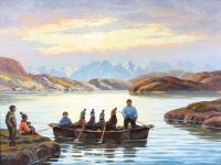 Petersen Emanuel A An Umiak In A Greenlandic Fjord canvas print