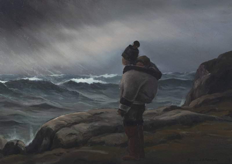 Petersen Emanuel A Coastal Scape With Inuit Woman And Child canvas print
