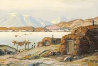 Petersen Emanuel A Coastal View From A Settlement In Greenland canvas print