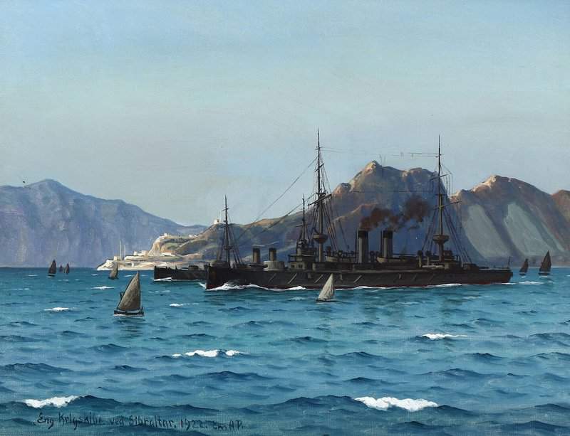 Petersen Emanuel A English Royal Navy Vessels At Gibraltar 1922 canvas print