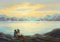 Petersen Emanuel A Greenlandic Fjordscape With Inuit Family canvas print