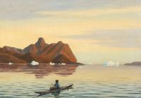 Petersen Emanuel A Kayak On Godthabsfjorden canvas print