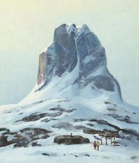Petersen Emanuel A Mountain Landscape From Ikerasak With Fishermen canvas print