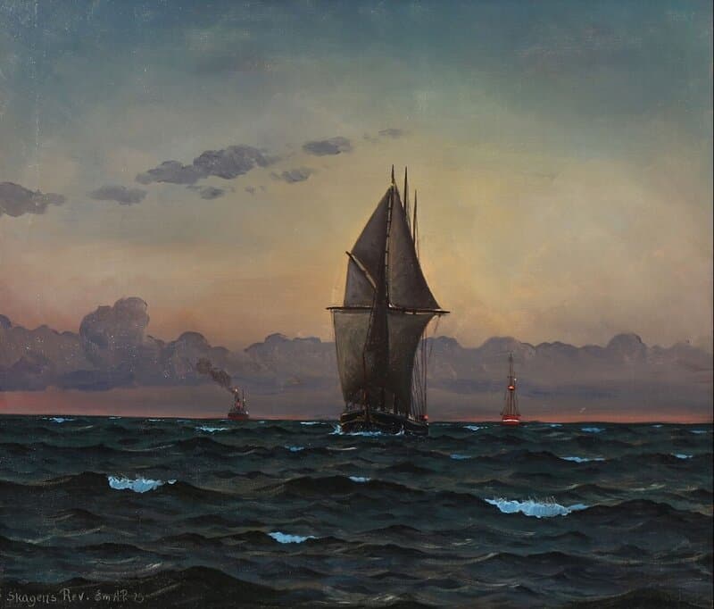 Petersen Emanuel A Sailing Ship And Steamer By Skagen Reef 1923 canvas print